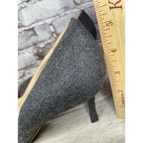 Manolo Blahnik Grey Wool Fabric Burgundy Pointed Toe Heels Women Sz 39.5EU/9M US - Picture 10 of 16